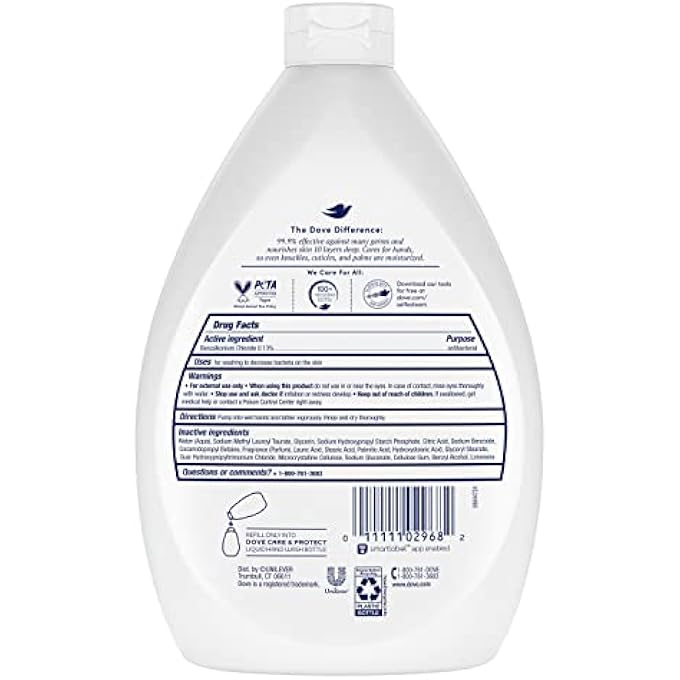 Dove HAND WASH FOR ALL SKIN TYPES ANTIBACTERIAL PROTECTS FROM SKIN DRYNESS 34 FL. OZ (PACK OF 3) - Image 2